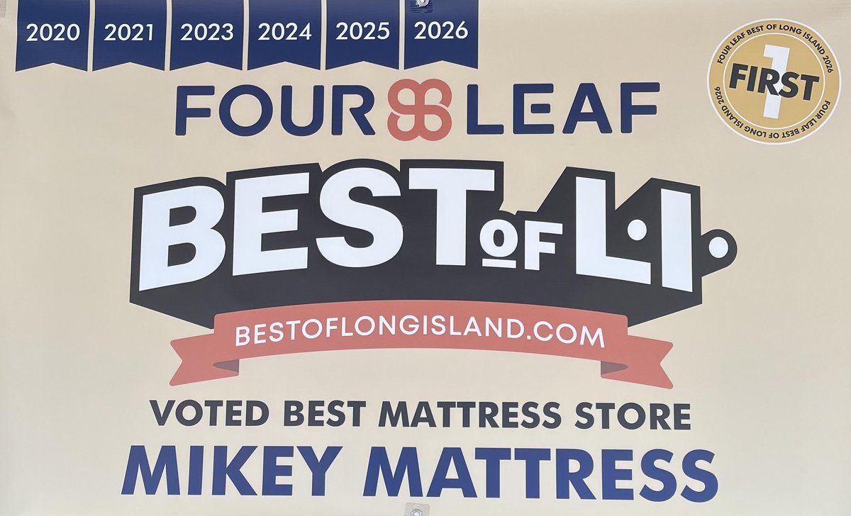 Best of Long Island — Voted Best Mattress Store — 2020, 2021, 2023, 2024, 2025, 2026 First Place Winner